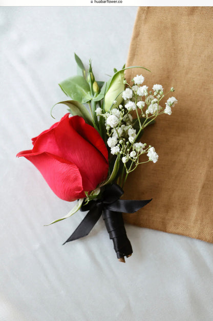 Classic Red Roses Boutonniere