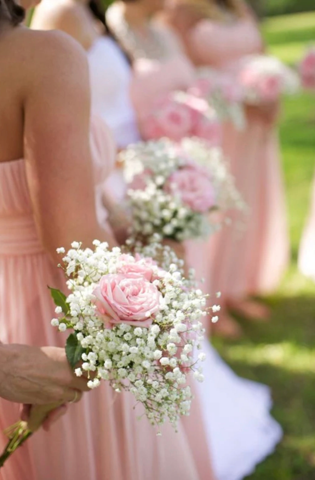 Bridesmaid Bouquet (3 stems roses with baby’s breath)