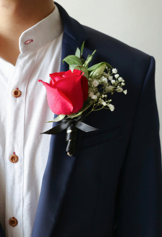 Classic Red Roses Boutonniere